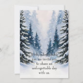 Winter rustieke dennenbomen botanische bruiloft ui kaart (Achterkant)