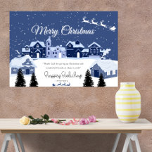 Winter rustieke kerst blauw en wit