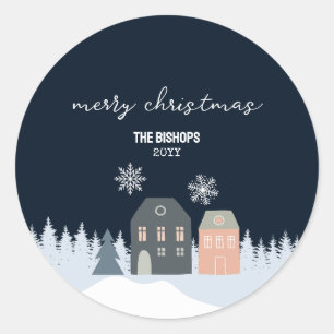 Winter rustieke kerst ronde sticker
