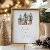 Winter rustieke kerstbomen Boeken en geschenken Poster