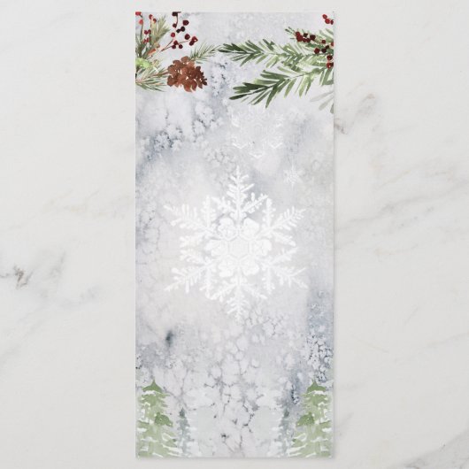 Winter rustieke Pine lantaarn bruiloft Menu (Achterkant)