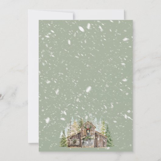 Winter rustieke schuur in bos bruiloft uitnodiging (Achterkant)