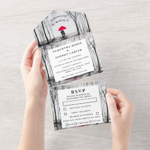 Winter Rustisch Hood Couple Birch Land All In One Uitnodiging