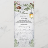 Winter Rustoise Dennenlantaarn Bruiloft Menu (Voorkant)