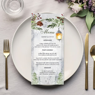Winter Rustoise Dennenlantaarn Bruiloft Menu