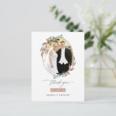 Winter Rustoord Groen Huwelijksfoto Bedankt Briefkaart (Staand voorkant)