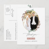 Winter Rustoord Groen Huwelijksfoto Bedankt Briefkaart (Voorkant / Achterkant)