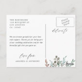 Winter Rustoord Groen Huwelijksfoto Bedankt Briefkaart (Achterkant)