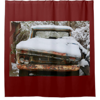 Winter Rusty Truck Shower Curtain Douchegordijn