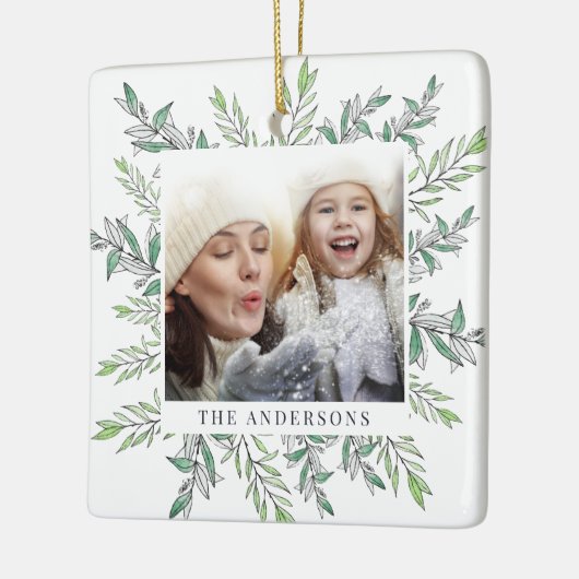 Winter Sage | Botanische foto van de feestdag Keramisch Ornament (Links)