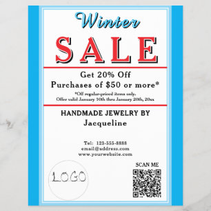 Winter Sale Sieraden Blauw Wit Hart Flyer