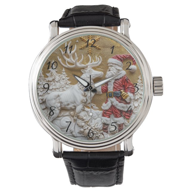 Winter Santa and reindeer celebration Horloge (Voorkant)