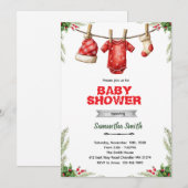 Winter santa baby shower invitation kaart (Voorkant / Achterkant)