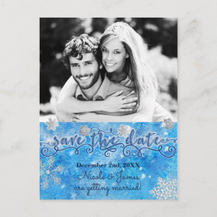 Winter SAVE THE DATE Foto Huwelijksansichtkaart Aankondigingskaart