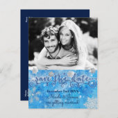 Winter SAVE THE DATE Fotobruiloft Briefkaart (Voorkant / Achterkant)