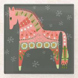 Winter Scandinavisch Paardenglas Onderzetter