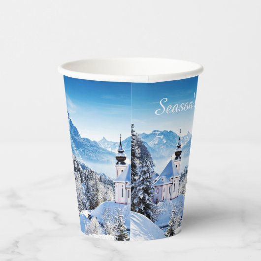 Winter Scène aangepast Papieren Bekers (Rechts)