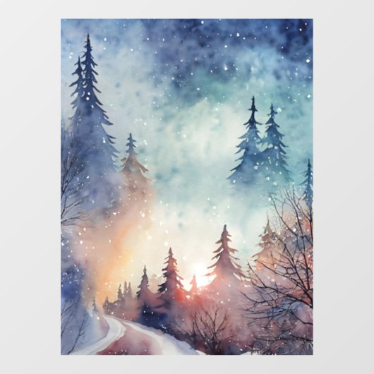 Winter Scene Art Window Cling Raamsticker (Vel)