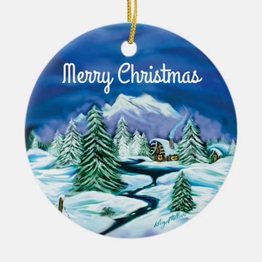Winter Scene Ceramic Ornament (Voorkant)
