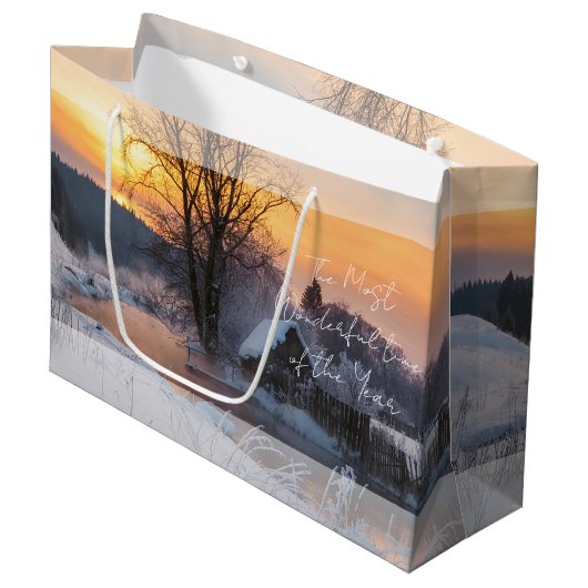 Winter scene custom Christmas Holiday Groot Cadeauzakje (Voorkant Gekanteld)