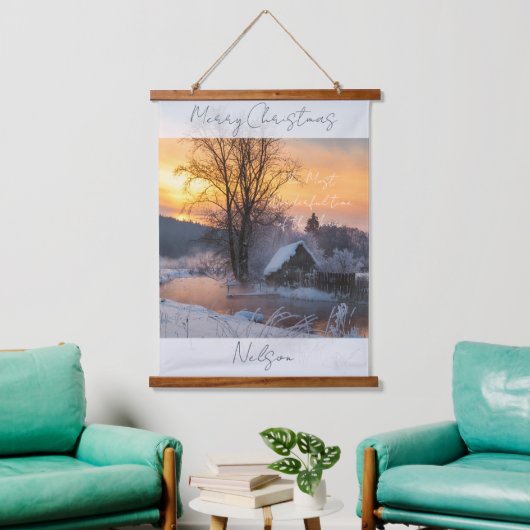 Winter scene custom Christmas Holiday Hangend Wandkleed (Woonkamer)