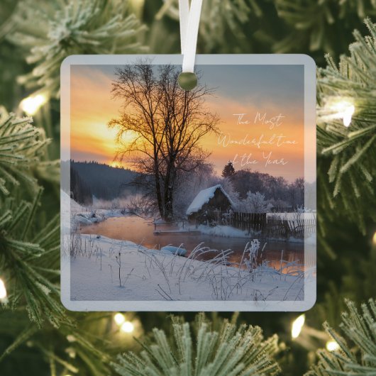 Winter scene custom Christmas Holiday Metalen Ornament (Insitu)