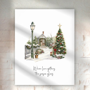 Winter Scene Greenery Pine kerstbomen Poster