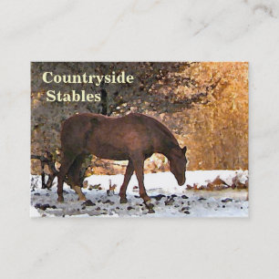 Winter Scene Horse Stables Visitekaartje