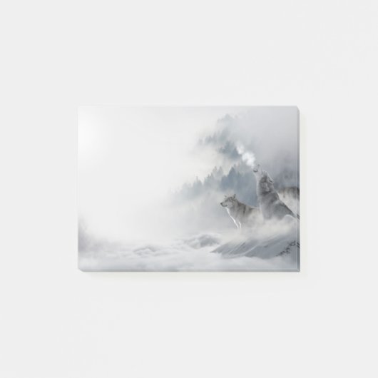 Winter Scene Howling Wolf en Mate Post-it® Notes (Voorkant)