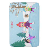 WINTER SCENE ICE SKATING FOR GIRL'S BATH MAT (Voorkant Verticaal)