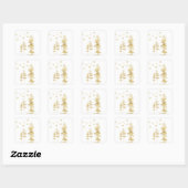 Winter Scene in Gold Vierkante Sticker (Vel)