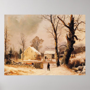 Winter Scene in New England door Durrie Poster