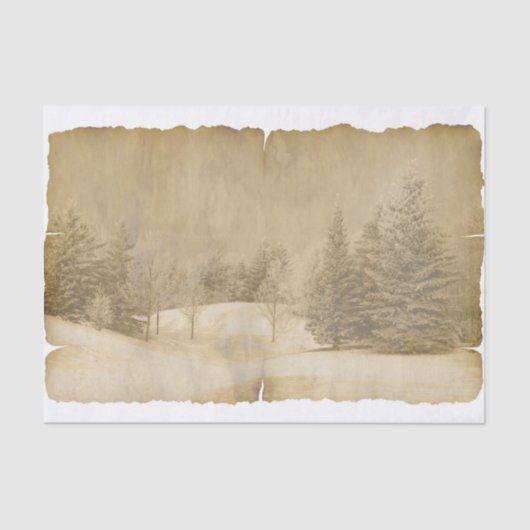Winter Scene in Sepia en Parchment? Tissuepapier (Voorkant)