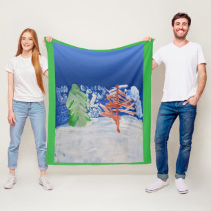 Winter Scene "Kunst voor kinderen" Fleece Deken