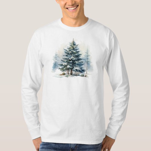 Winter Scene Lange Mouw T-shirt (Voorkant)