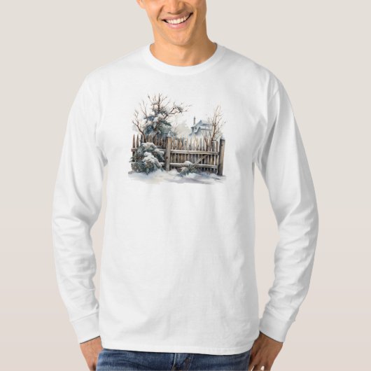 Winter Scene Lange Mouw T-shirt (Voorkant)