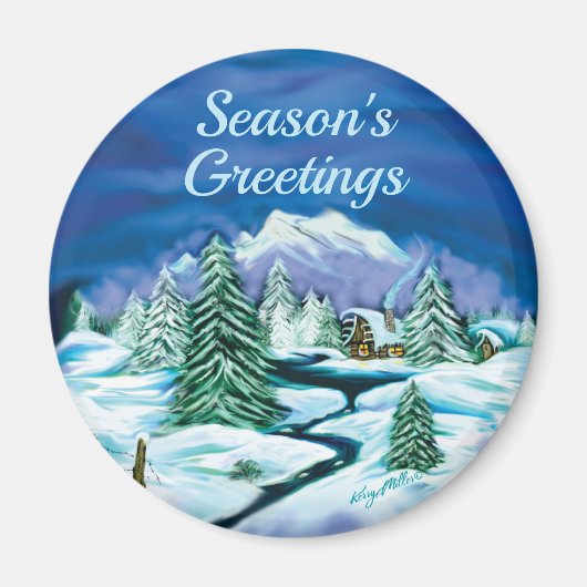Winter Scene Magnet Magneet (Voorkant)