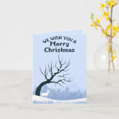 Winter Scene Merry Kerstmis Kaart (Gele Bloem)