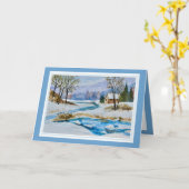 Winter Scene Merry Kerstmis Kaart (Gele Bloem)