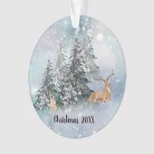 Winter Scene met Deer, Rabbit & Snow Ornament (voorkant)
