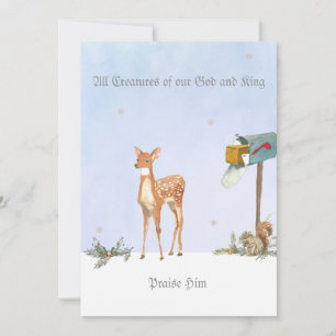 Winter Scene met Deer Religious Kaart