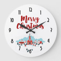 Winter Scene met een Rode Kerk en kerstster