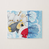 Winter Scene met puzzel van het Kind van Penguin e Legpuzzel (Horizontaal)