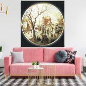 Winter Scene met Skaters nabij een kasteel Canvas Afdruk (Insitu (Woonkamer))