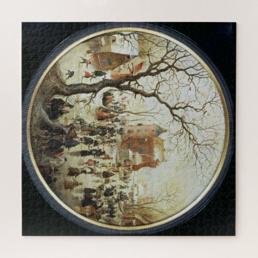 Winter Scene met Skaters nabij een kasteel Legpuzzel (Horizontaal)