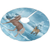 Winter Scene-paarden sneeuw en bomen 3 Kerstboom Rok (Gekanteld)