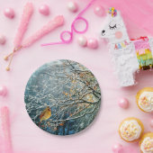 Winter Scene papier borden-Bird Design Papieren Bordje (Feest)