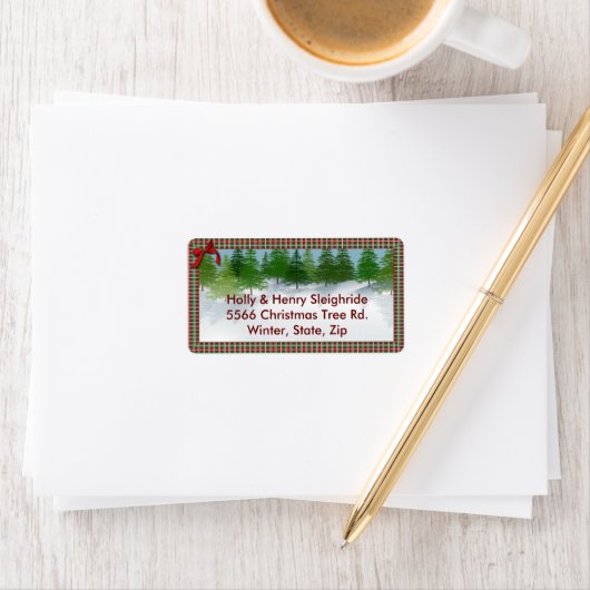 "Winter Scene"/Plaid Border Address Label (Insitu)