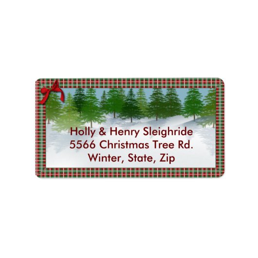 "Winter Scene"/Plaid Border Address Label (Voorkant)