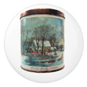 Winter Scene Sugar Tin Keramische Knop (Voorkant)